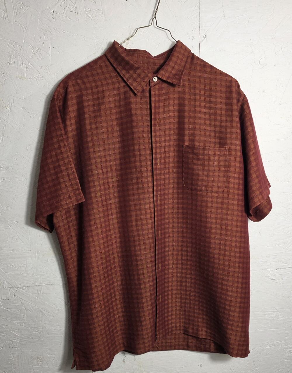 Van Heusen Men's Short Sleeve Shirt Brick Color Size Large